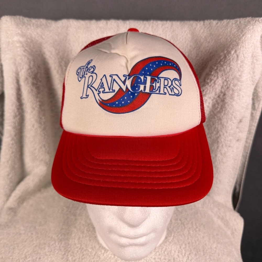 Vintage NY Rangers NHL Mesh Snap Back Trucker Hat Red & White Foam